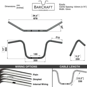 12″ APE HANGERS (WIDE MOUNT) – 1″ HANDLEBARS