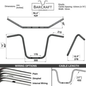 16″ APE HANGERS (WIDE MOUNT) – 1″ HANDLEBARS