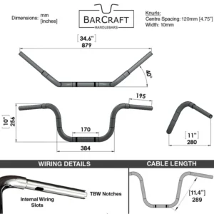 10″ APE HANGERS (WIDE MOUNT) BLACK – 1 1/4″ HANDLEBARS