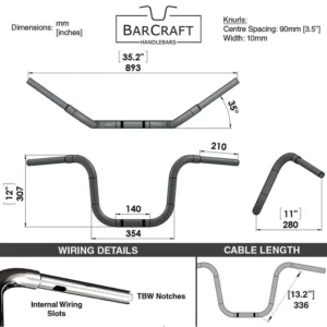 12″ APE HANGERS BLACK – 1 1/4″ HANDLEBARS