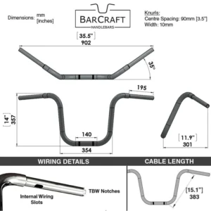 14″ APE HANGERS BLACK – 1 1/4″ HANDLEBARS