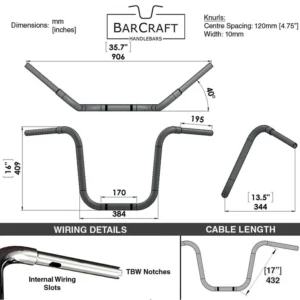 16″ APE HANGERS (WIDE MOUNT) BLACK – 1 1/4″ HANDLEBARS