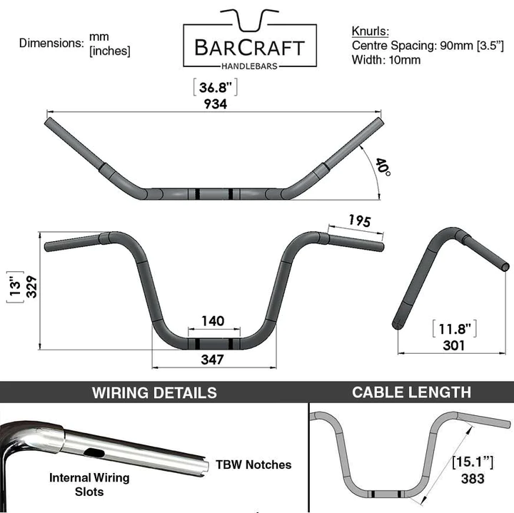 OLD SCHOOL 13" APE HANGERS BLACK - 1 1/4" HANDLEBARS - Image 2