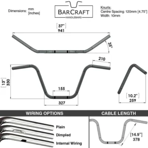 OLD SCHOOL 13″ APE HANGERS (WIDE MOUNT) – 1″ HANDLEBARS
