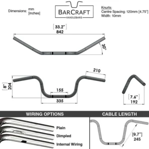 8″ APE HANGERS (WIDE MOUNT) – 1″ HANDLEBARS