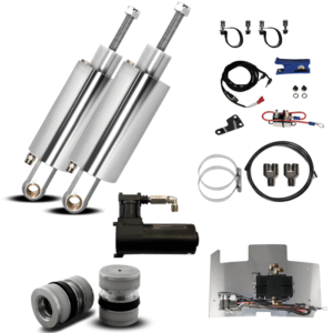 Harley Twin Cam And Softail Front Pucks And Rear Air Ride Package – Polished Or High Gloss Black