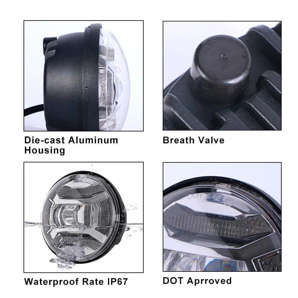 Maya 4.5" Auxiliary LED Headlights for Harley Davidson - Image 3